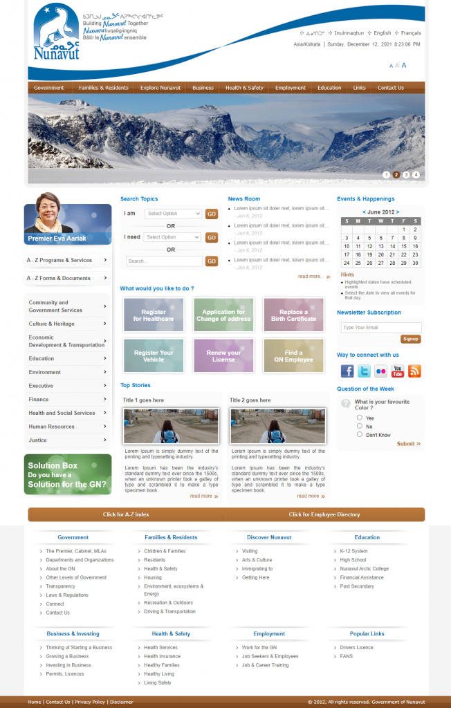 Projekte - Webdesign 8 Regierung von Nunavut 1