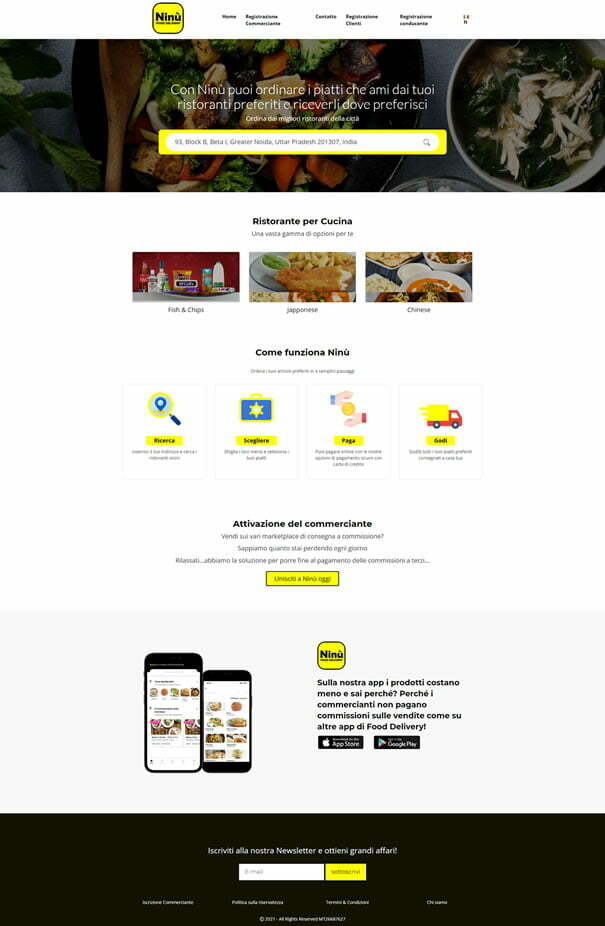 Website fur Lebensmittellieferungen fur einen italienischen Kunden